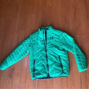 Under Armour Quilted Full Zip Jacket Size Youth Large Vibrant Green Lightweight